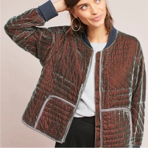 Anthropologie Hei Hei Velvet Quilted Jacket Small - Picture 2 of 9